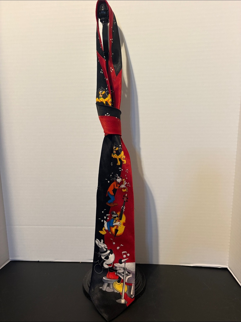 Vintage 1990’s Novelty Mickey Mouse Musician Tie in Black & Red